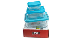 Rectangle shape Glass Bowls Set with Lids Food Container 3 Pcs