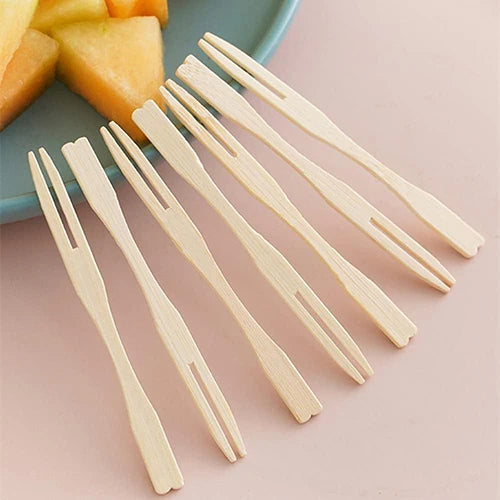 50 Piece's Bamboo Mini Tasting Forks| Wooden Fruit Forks| Appetizer Toothpicks