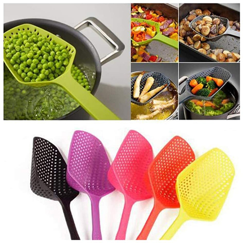 Random Color Plastic Spoon Slotted Drain Water Colander With Handle| For Baking