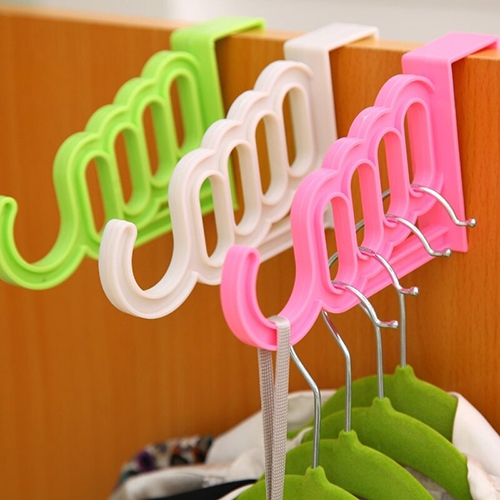 Pack of 2 - Random Color - Multifunctional Durable 4 Holes & 1 Hook Door Hanger