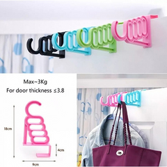 Pack of 2 - Random Color - Multifunctional Durable 4 Holes & 1 Hook Door Hanger