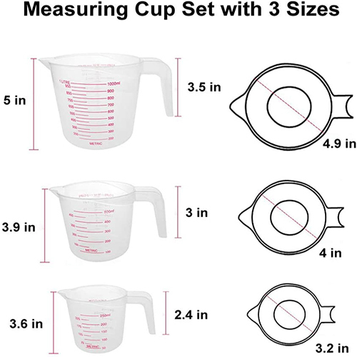 Measuring Jugs BPA-free Stackable Clear Heat-resistant Measuring Cups