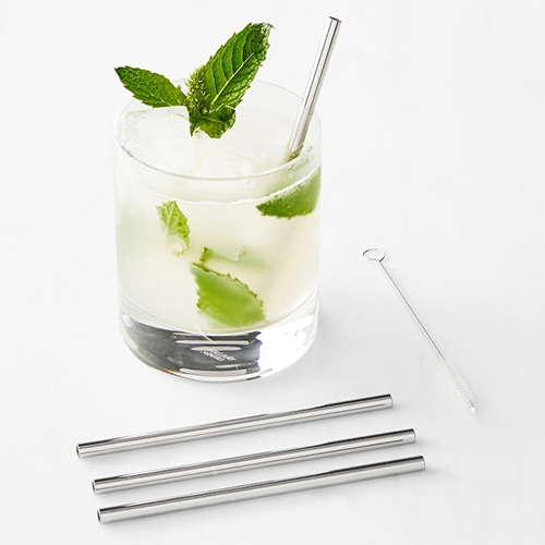 Stainless Steel Reusable Drinking Straws With Cleaning Brush