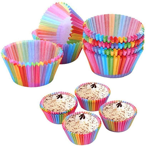 Beautiful Paper Cup Cake Mould - 100 Pcs - Multicolor