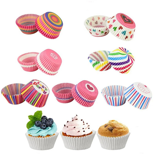 Beautiful Paper Cup Cake Mould - 100 Pcs - Multicolor