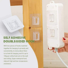 2 Pair - Self Adhesive Double Layer Wall Hooks, No Drill No Nail Double Sided Ad