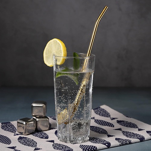 Pack of 6 - Stainless Steel Drinking Spon Straw Reusable Metal Straws Cocktail