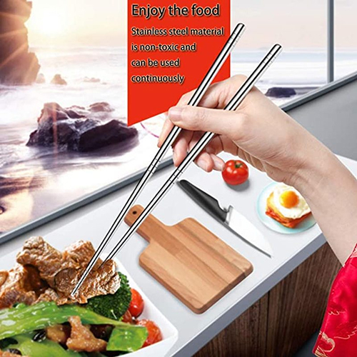 Set of 10 Reusable Stainless Steel Chopsticks, Reusable Lightweight Chopsticks