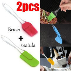 (Pack Of 2) Spatula & BBQ Oil Brush - Silicone Acrylic Transparent Spatula