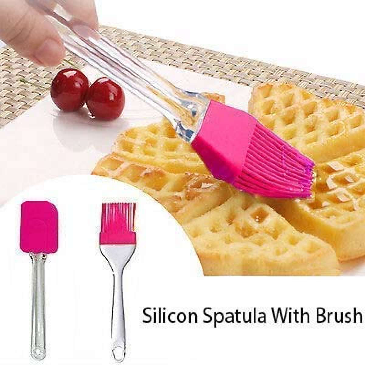 (Pack Of 2) Spatula & BBQ Oil Brush - Silicone Acrylic Transparent Spatula