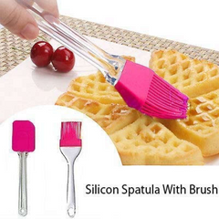 (Pack Of 2) Spatula & BBQ Oil Brush - Silicone Acrylic Transparent Spatula