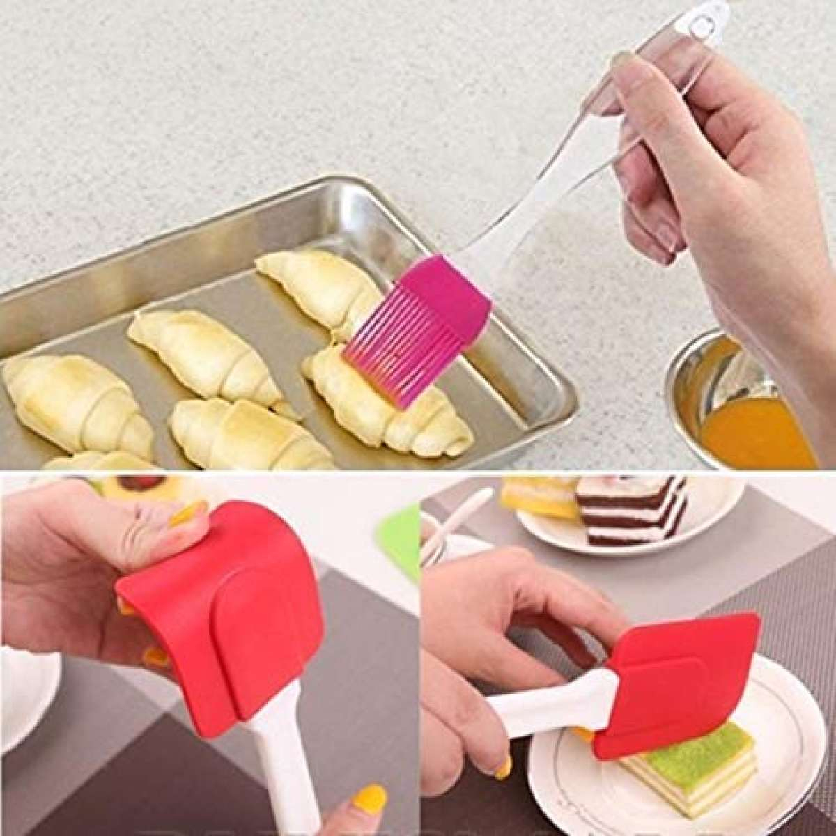 (Pack Of 2) Spatula & BBQ Oil Brush - Silicone Acrylic Transparent Spatula