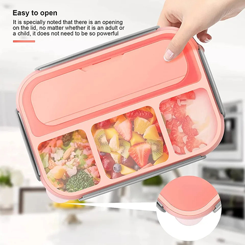 4 Compartments Bento Box With Fork, Kids Lunch Box with Accessories, Lunch Box