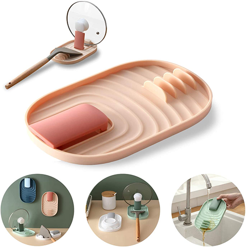 Plastic Spoon Rest Lid Holder Stand, Pots Lid Stand, Foldable Spoon Rest Holder