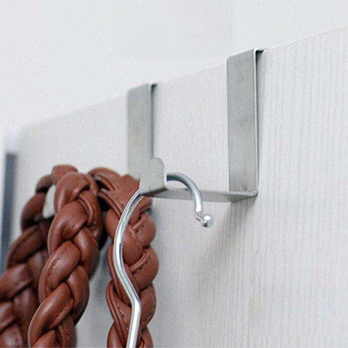 Pack Of 2 - Stainless Steel Over the Door Hanger Cabinet Hooks