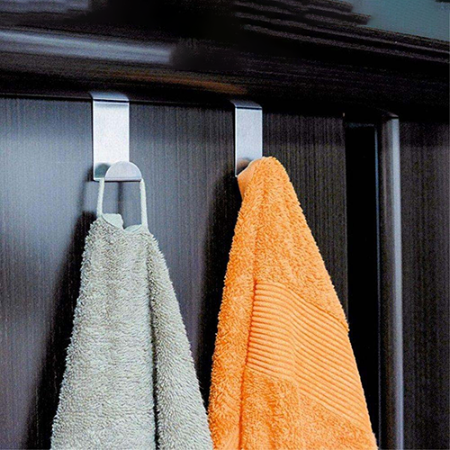 Pack Of 2 - Stainless Steel Over the Door Hanger Cabinet Hooks