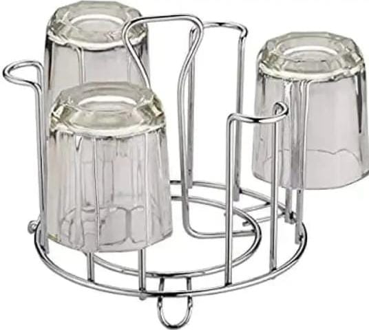 6 Cups Mug Glass Stand Holder stainless steel Cup Drying Rack