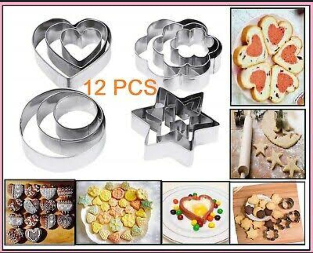 12 Piece Stainless Steel Heart & Star h Set Bake-ware Sets