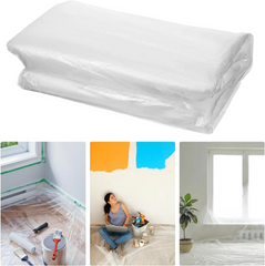 4m x 3m Plastic Drop Cloth Feet Anti Dust Painting Tarp Waterproof Plastic Sheet