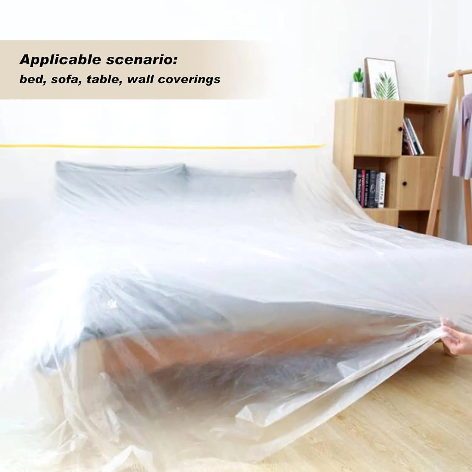 4m x 3m Plastic Drop Cloth Feet Anti Dust Painting Tarp Waterproof Plastic Sheet