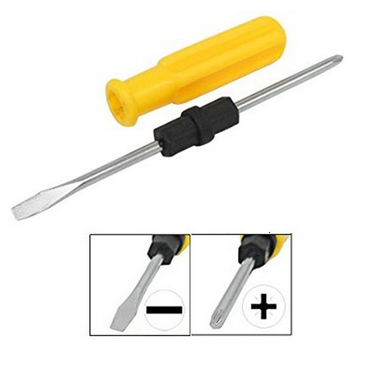 Plastic Grip 2 Way Slotted Screwdriver Tool, 2 in 1