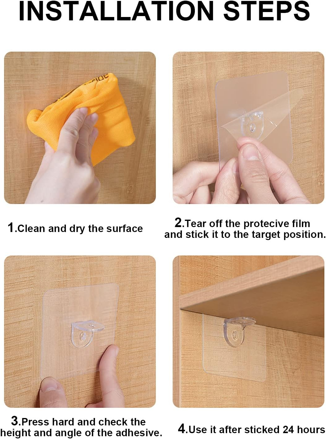 Self Adhesive Shelf Hooks, Drill-Free Nailing Adhesive Shelf Support Brackets Ho