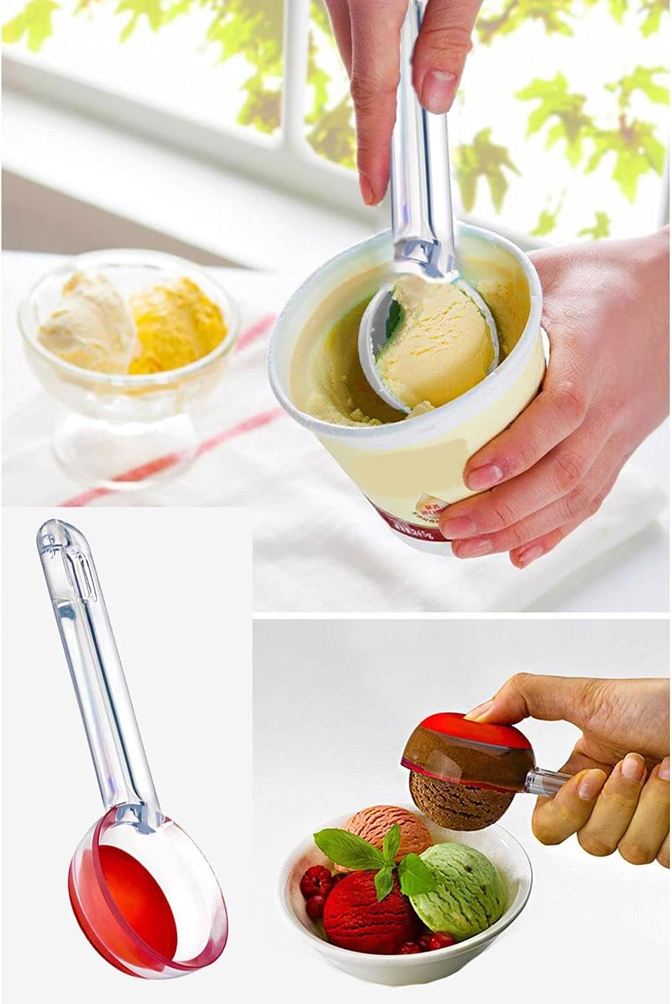 Random Color - Push Back Plastic IceCream Scoop, Push & Serve IceCream Scooper