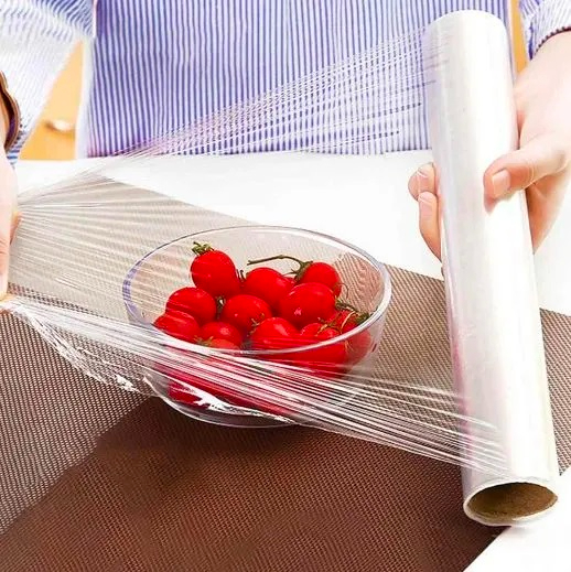 1 Roll Kitchen Transparent Plastic Wrap PE Cling Film Food Storage Plastic Film