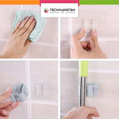 Random Color Self Adhesive Wall Mounted Mop Holder Mop Hook Broom Clamp, Bathroo