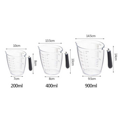 Set of 3 - Acrylic Clear Measuring Jug With Measurements & Handle, 900 ML /400 M