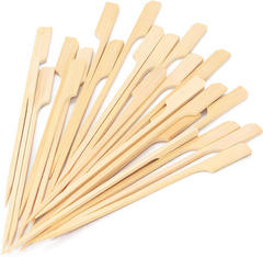 Set of 50 - Bamboo Flat BBQ Skewers, Flat Style Bamboo Wooden Meat and Fruit Ske