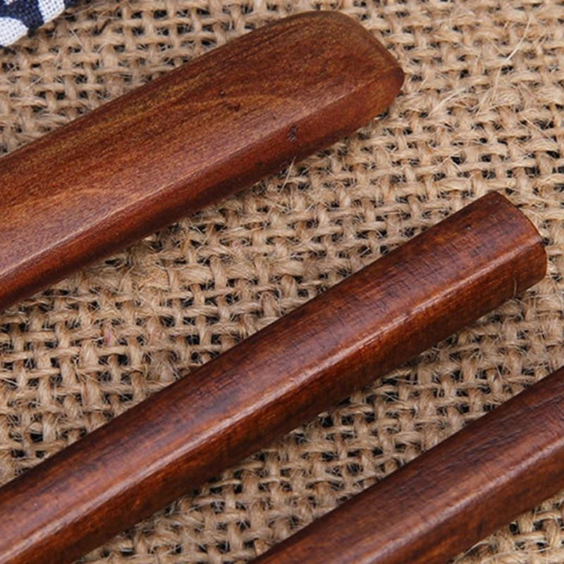 3Pcs/Set Portable Wooden Cutlery Sets Chopsticks Spoon Fork Travel Suit With Clo