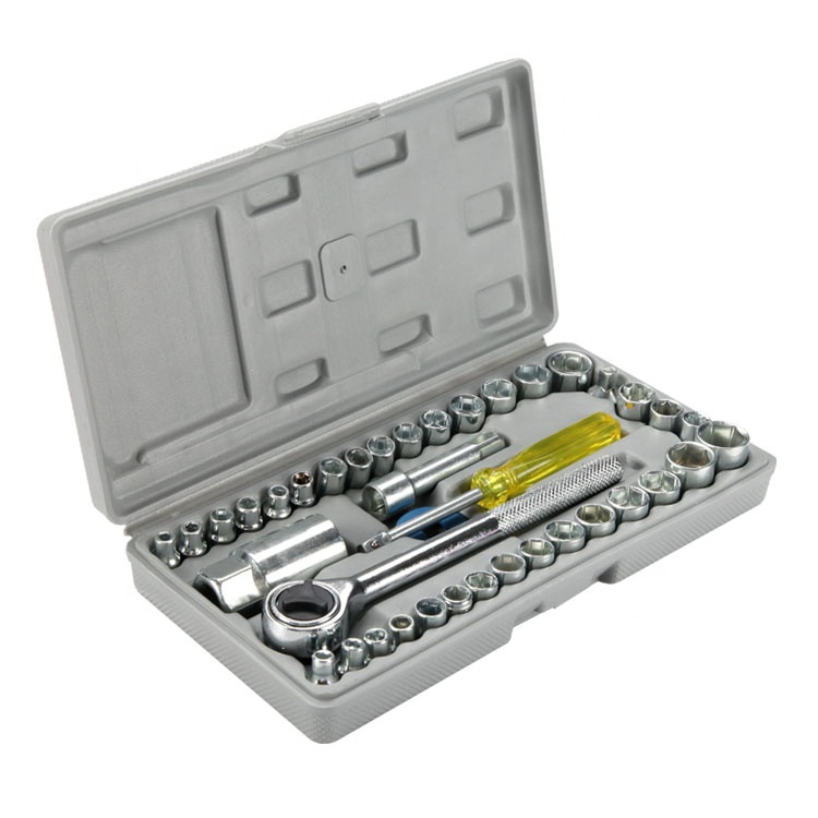 40 Pieces Combination Socket Wrench Set Tool Kit, Car Tire Repairing Kit