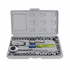 40 Pieces Combination Socket Wrench Set Tool Kit, Car Tire Repairing Kit