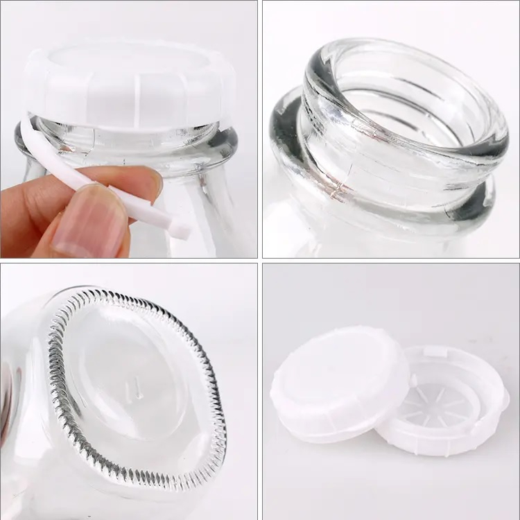 350ml Glass Bottle With Airtight Lid, Juice Bottle, Clear Juice Beverage Square