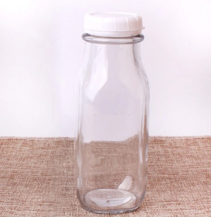 350ml Glass Bottle With Airtight Lid, Juice Bottle, Clear Juice Beverage Square