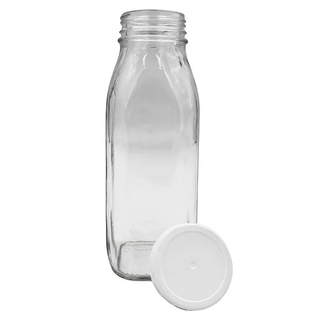 350ml Glass Bottle With Airtight Lid, Juice Bottle, Clear Juice Beverage Square