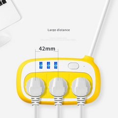 Random Color - Multipurposed 2 Meter Cable 3 Sockets Universal Sockets Charging