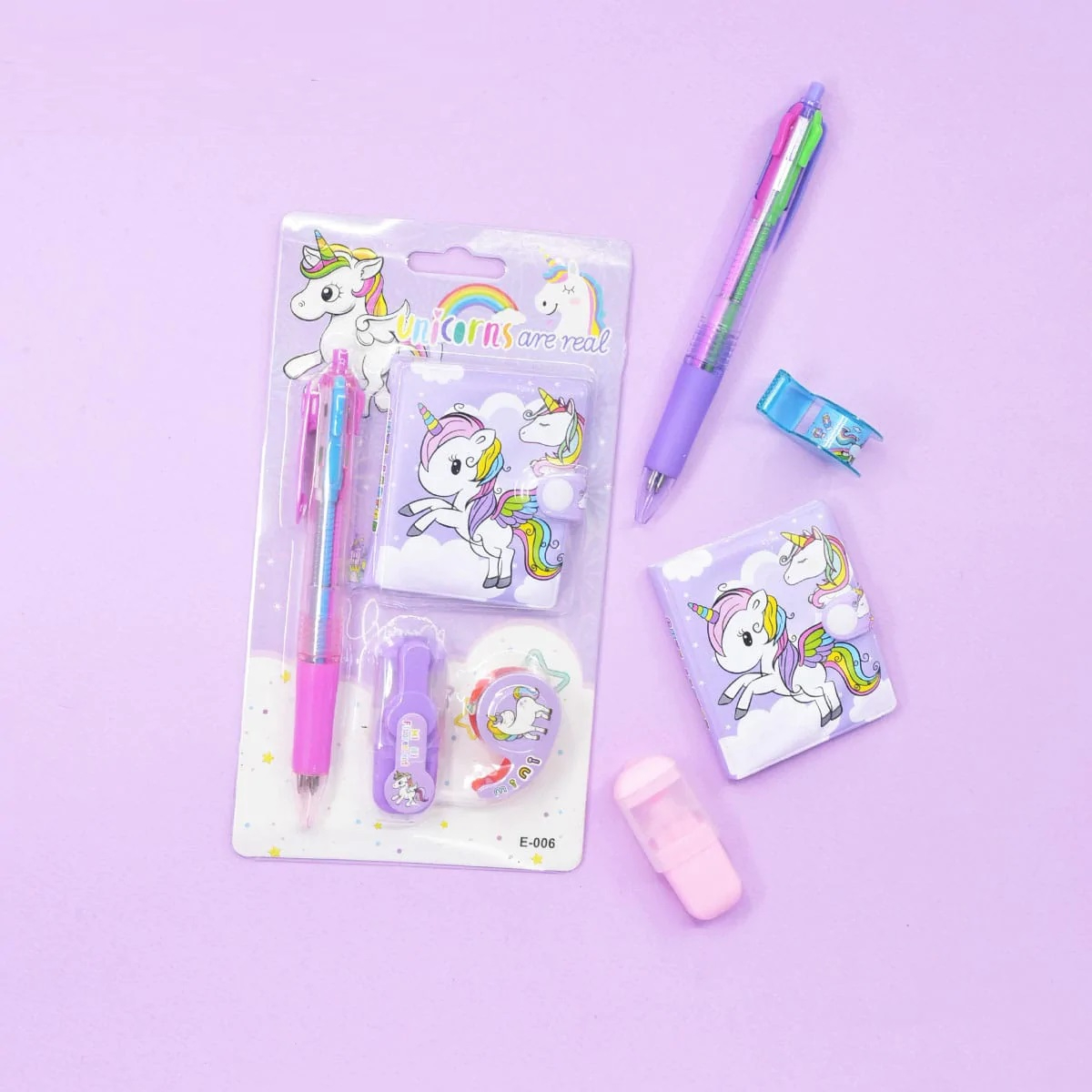 Unicorn Cartoon Diary With Pen, Washi Tape & Highlighter for Kids