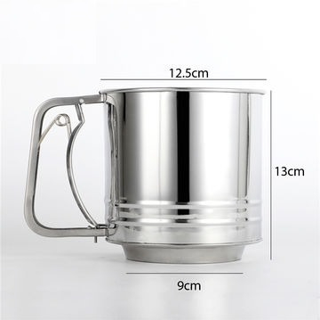 Handheld Stainless Steel Flour Shaker Mesh Flour Bolt Sifter Mechanical Sieve Cu