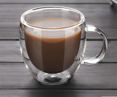 250ml/350ml/450ml Double Wall Glass Mug, Elegant Double Wall Transparent Glass C