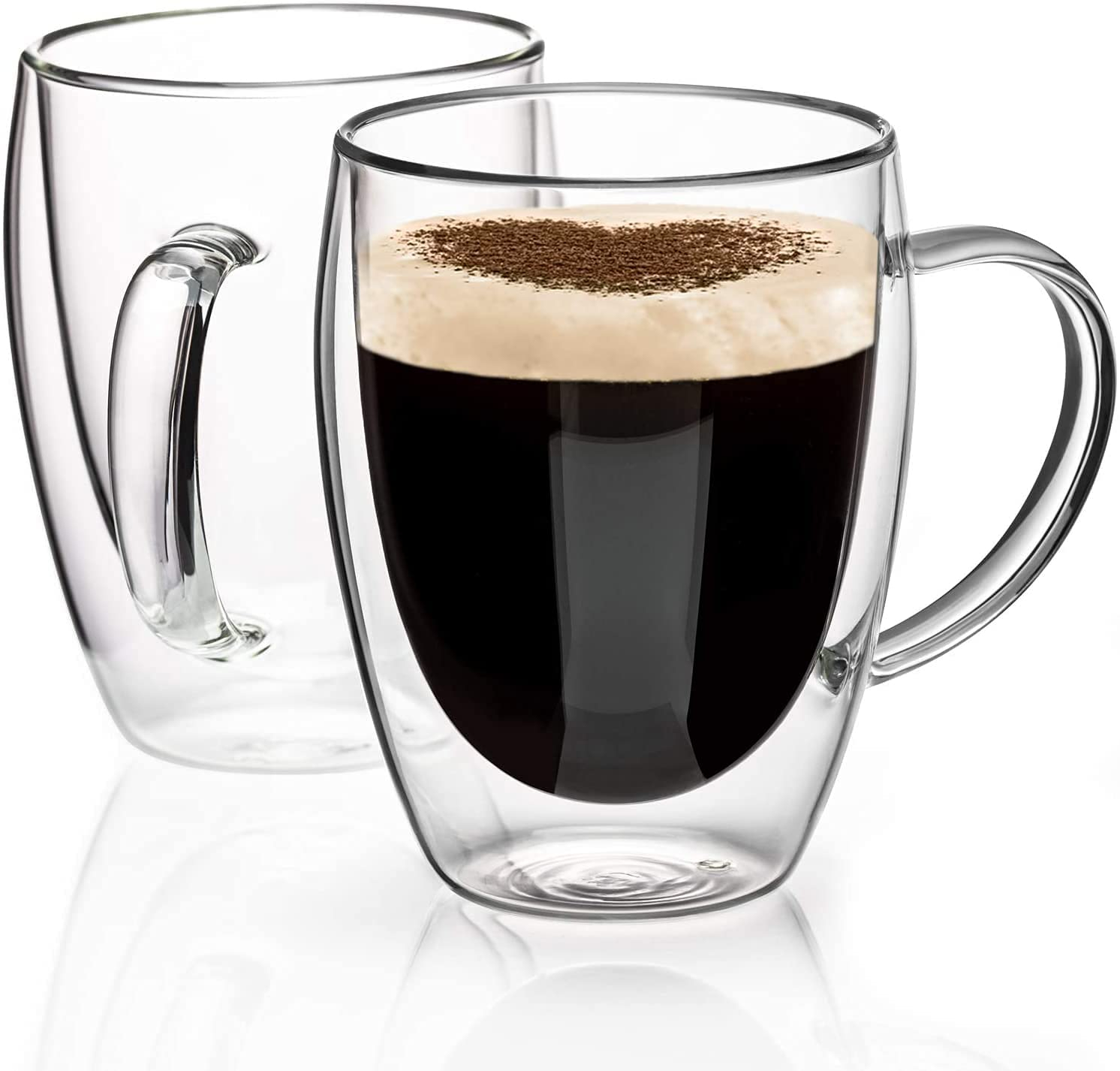 250ml/350ml/450ml Double Wall Glass Mug, Elegant Double Wall Transparent Glass C