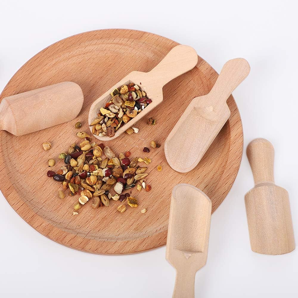 Pack of 6 - Wooden Spice Spoon, Spice Shovel Spoons, Wooden Scoop Spoon