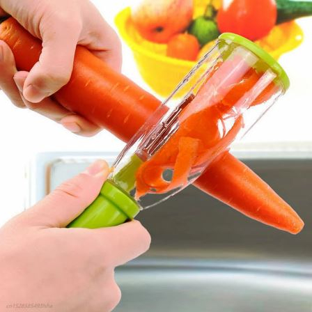 Random Color - Fruit Vegetable Peeler With Storage Cup, Store Fruit Peeler