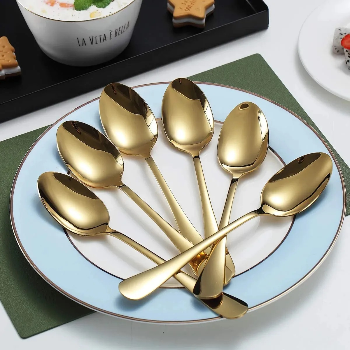 Set of 6 - Mirror Polished Stainless Steel Spoons