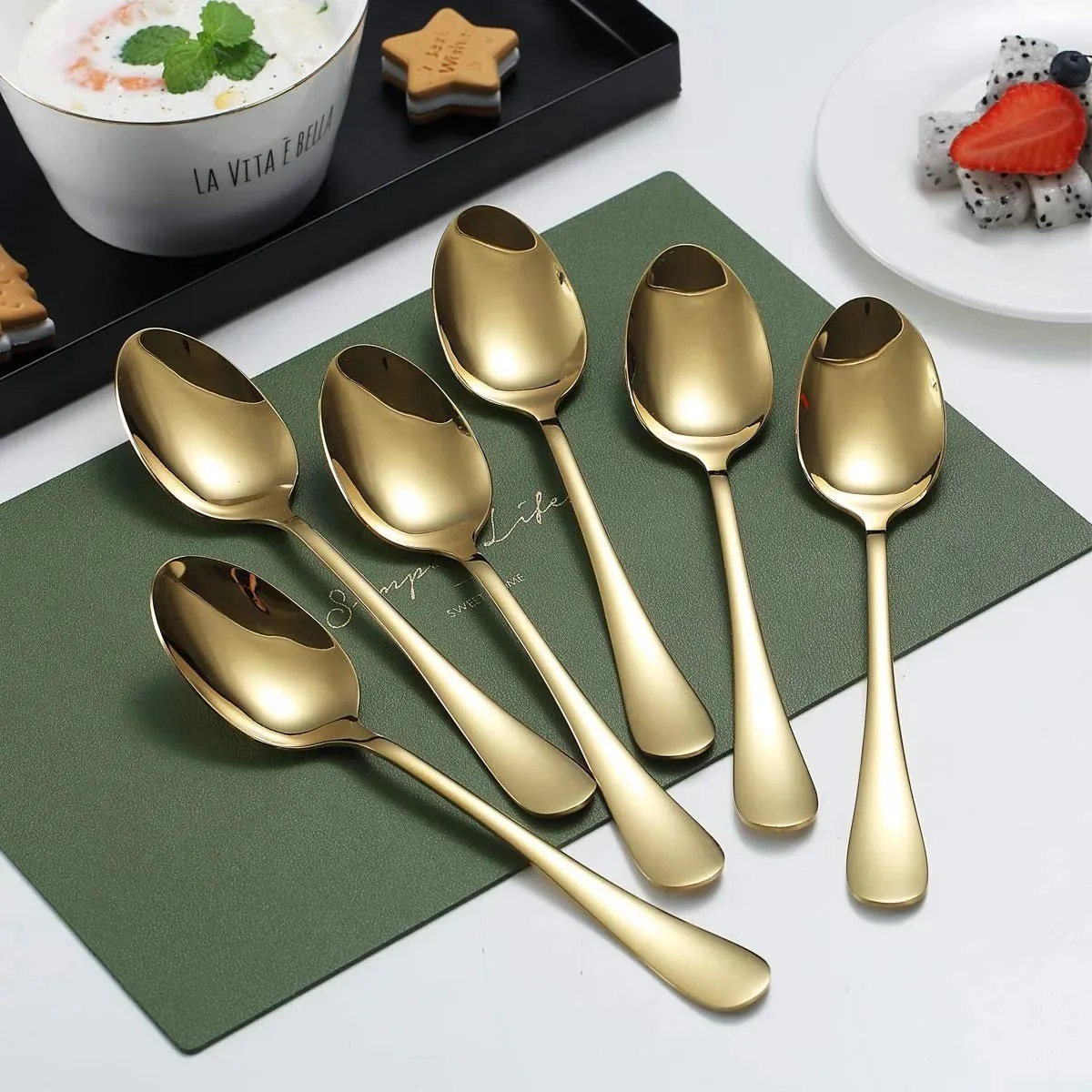 Set of 6 - Mirror Polished Stainless Steel Spoons