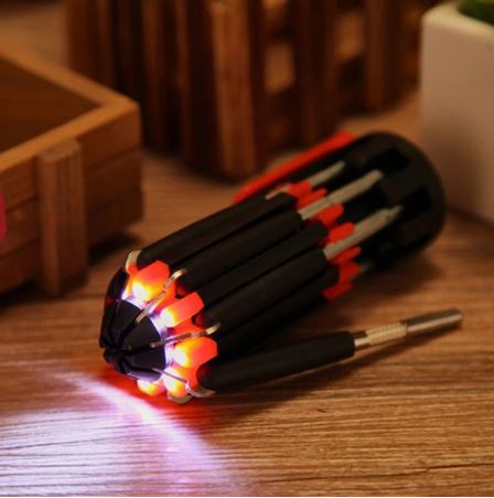 8 In 1 Multifunctional Portable Screwdriver Set With 6 Led Torch Screw Driver Re