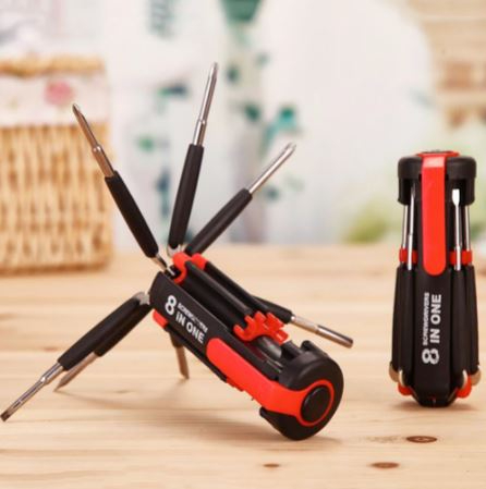 8 In 1 Multifunctional Portable Screwdriver Set With 6 Led Torch Screw Driver Re