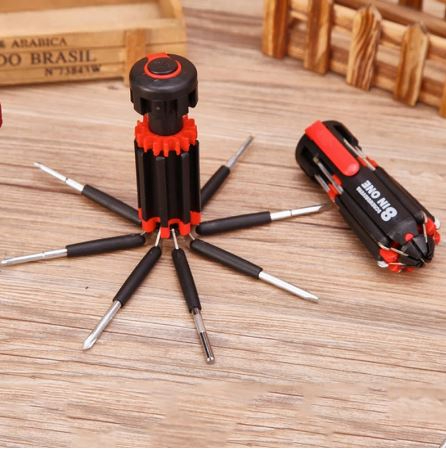 8 In 1 Multifunctional Portable Screwdriver Set With 6 Led Torch Screw Driver Re