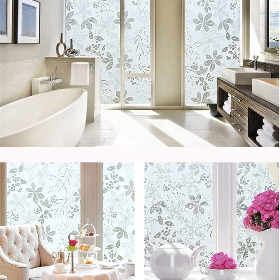 Flower Design Self-Adhesive Privacy Glass/Window Film - 45x200 cm